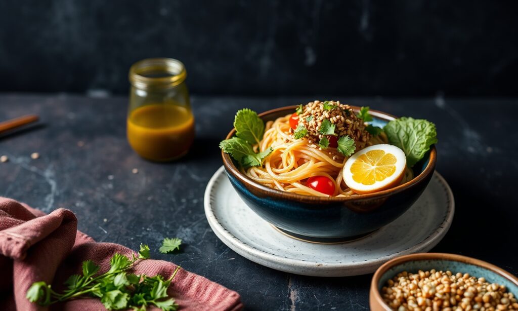 Irresistible chilled ramen salad with zesty sesame vinaigrette.
