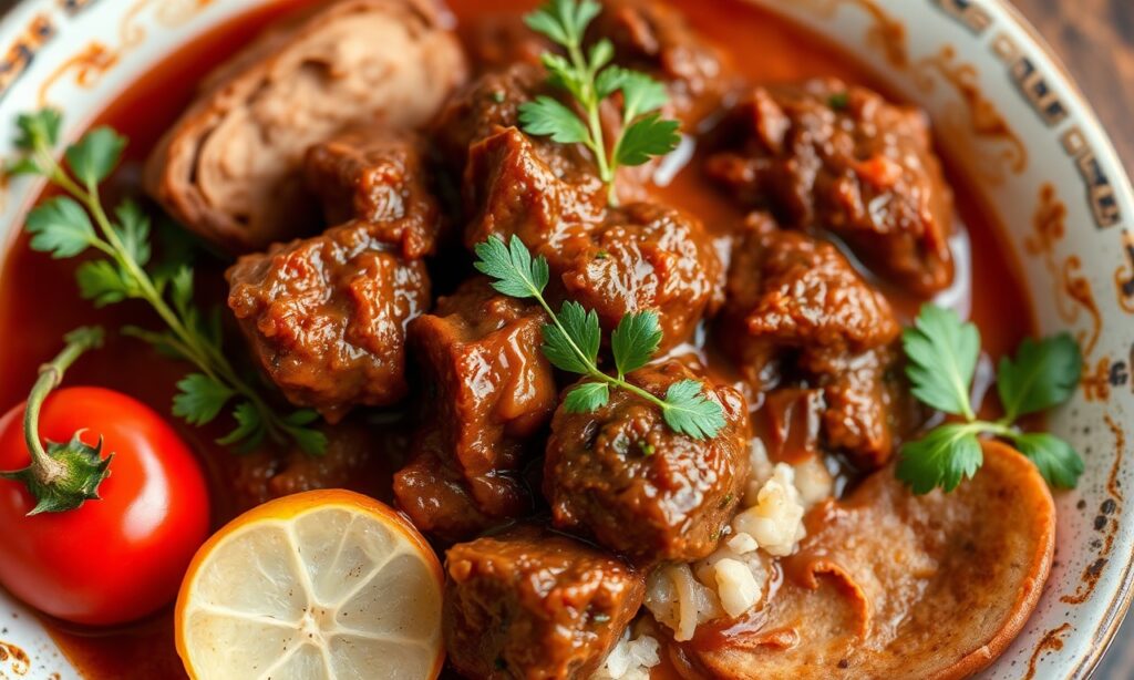 Savor bold beef and paprika stew: a rich, flavorful culinary journey.