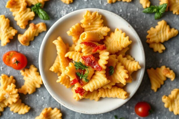 Crunchy air fryer pasta chips: a healthy, delicious snack hack.