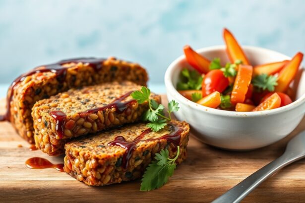 Hearty lentil loaf with sweet maple-balsamic glaze recipe.