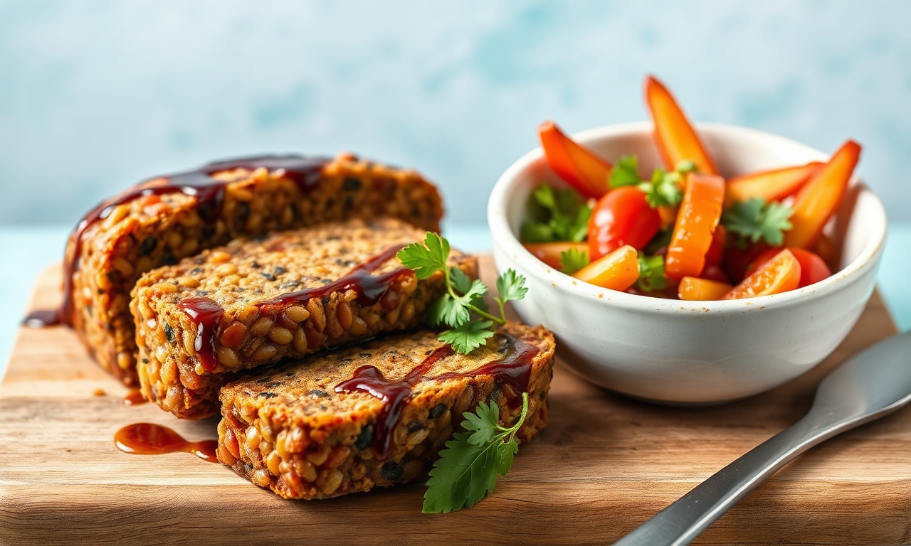 Hearty lentil loaf with sweet maple-balsamic glaze recipe.