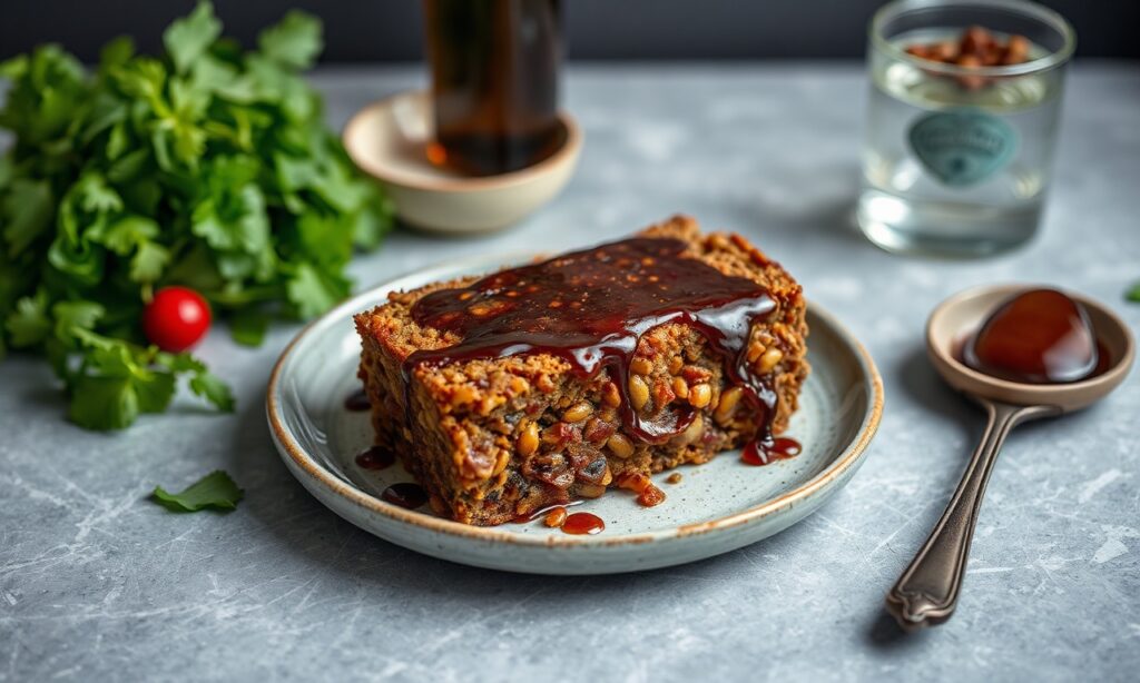 Hearty lentil loaf with sweet maple-balsamic glaze.