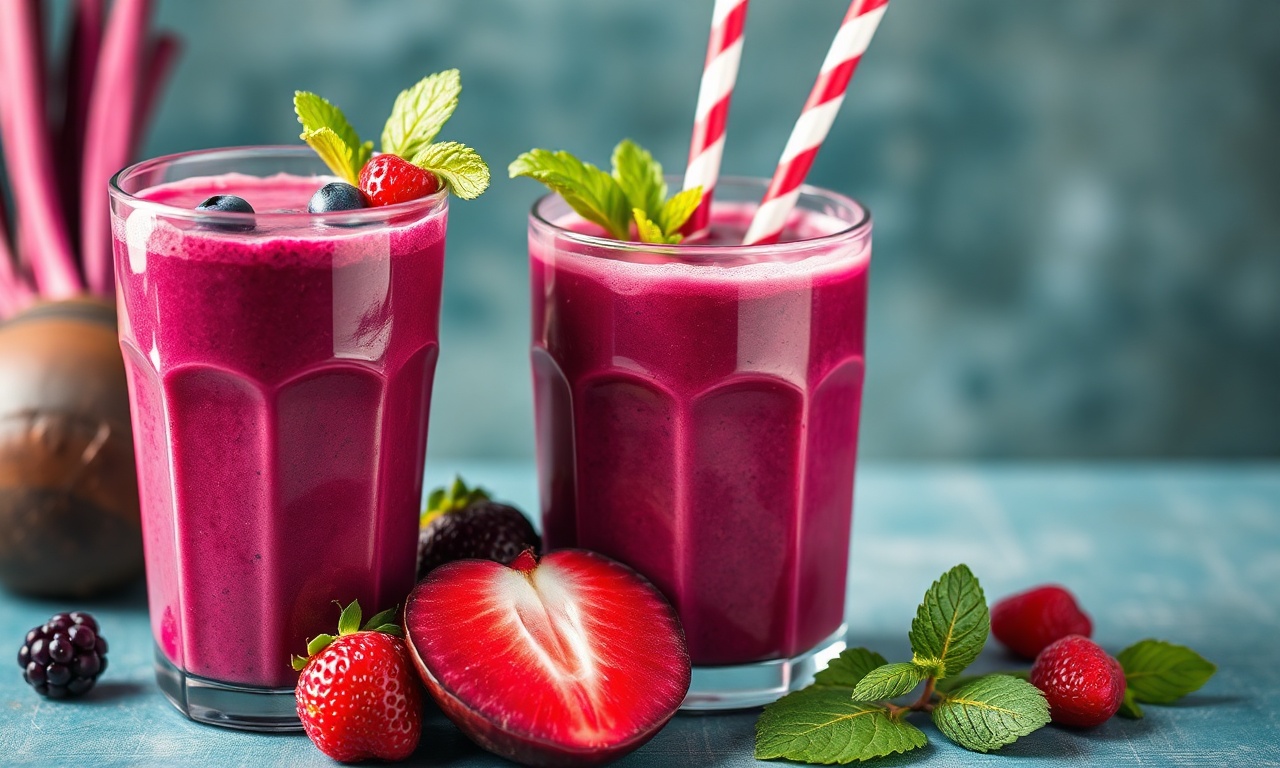 Vibrant Berry Beet smoothie, packed with antioxidants for ultimate health.
