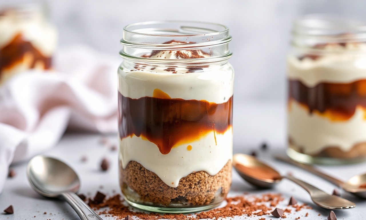 Indulgent Keto tiramisu in a jar, a decadent low-carb treat.