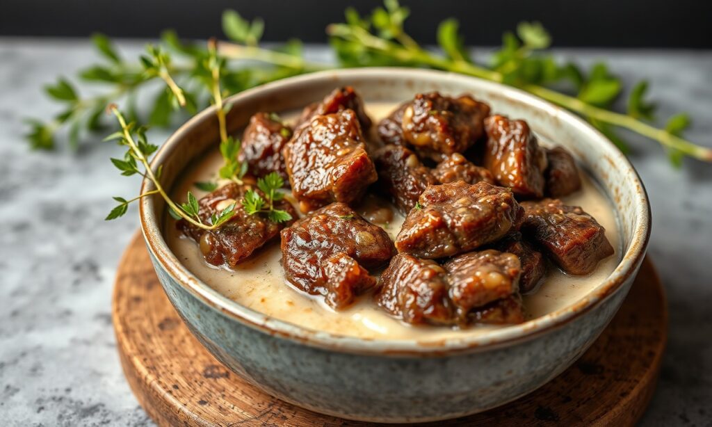 Sumptuous braised beef in creamy coconut milk, slow-cooked perfection.