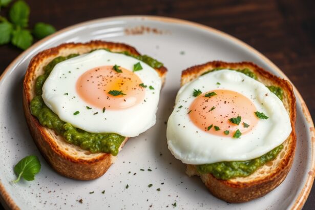 Savory pesto eggs on toast, a delicious and easy breakfast.