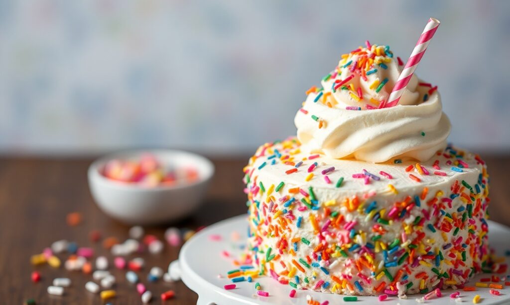 Magic Funfetti ice cream cake: a vibrant, joyful celebration.