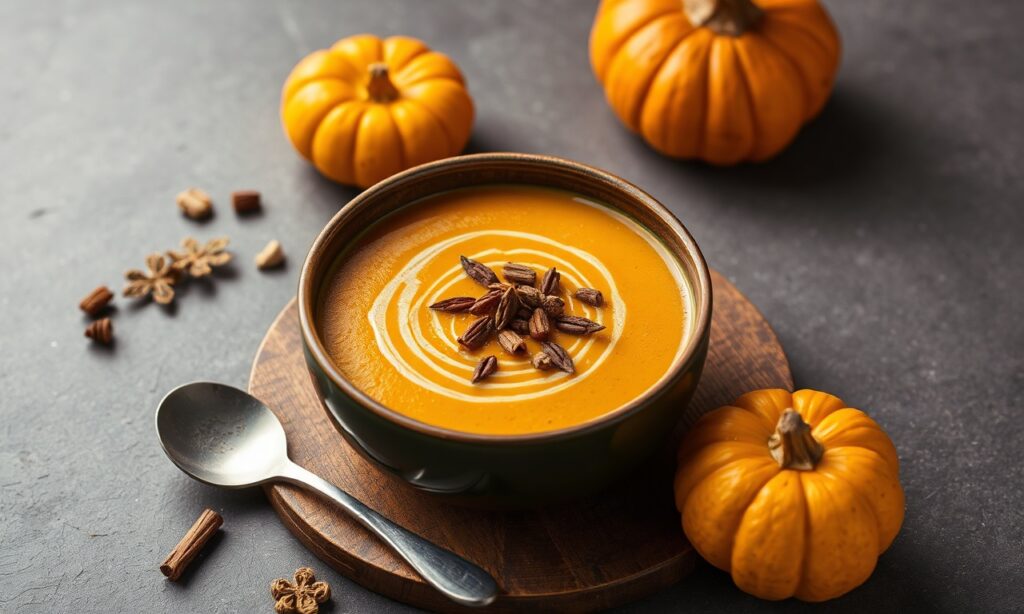 Creamy protein pumpkin soup for a cozy autumn day.