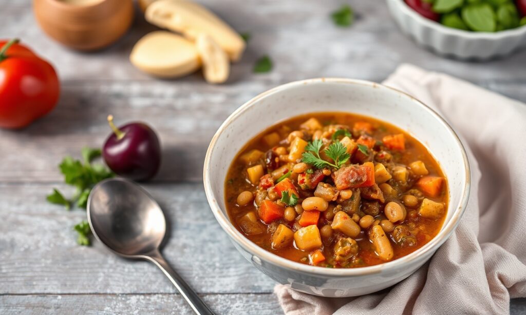 Wholesome delicious lentil and veggie stew, a simple, hearty meal.