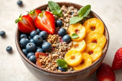 Crafting vibrant smoothie bowls: bright, healthy, and nourishing.