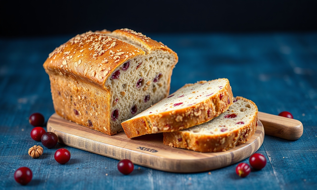 Delicious homemade cranberry walnut artisan bread, baked to perfection.