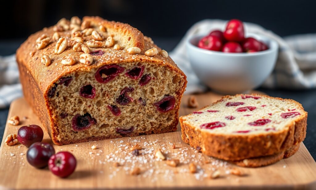 Homemade cranberry walnut artisan bread for delicious baking.