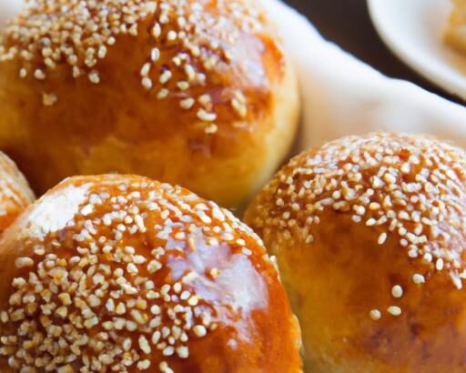 Golden Pan-Fried Sweet Buns Topped with Crunchy Sesame Seeds
