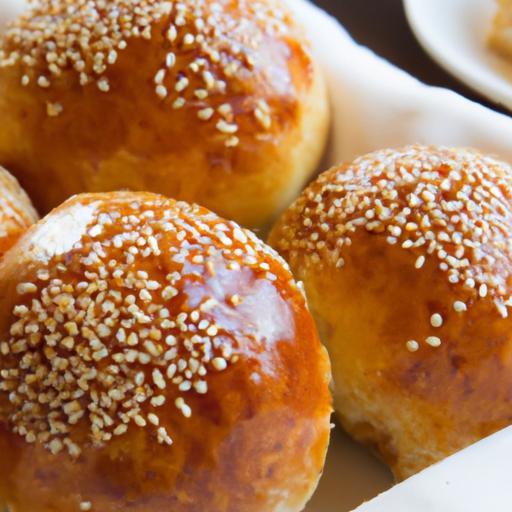 Golden Pan-Fried Sweet Buns Topped with Crunchy Sesame Seeds