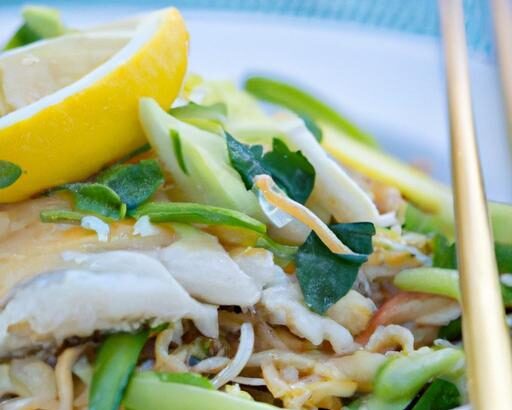 Zesty Turmeric & Dill Fish with Light Rice Noodles Delight
