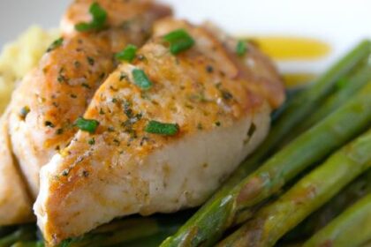 Zesty Lemon Butter Chicken with Tender Asparagus Delight