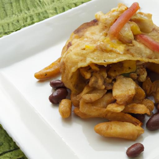 crispy Puffy Fried Tortillas with Savory Beans & Chicken