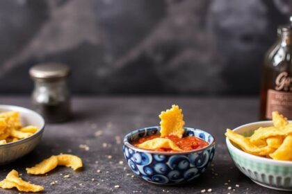 شرائح باستا مقرمشة محمصة في القلاية الهوائية، مقدمة في طبق منزلي