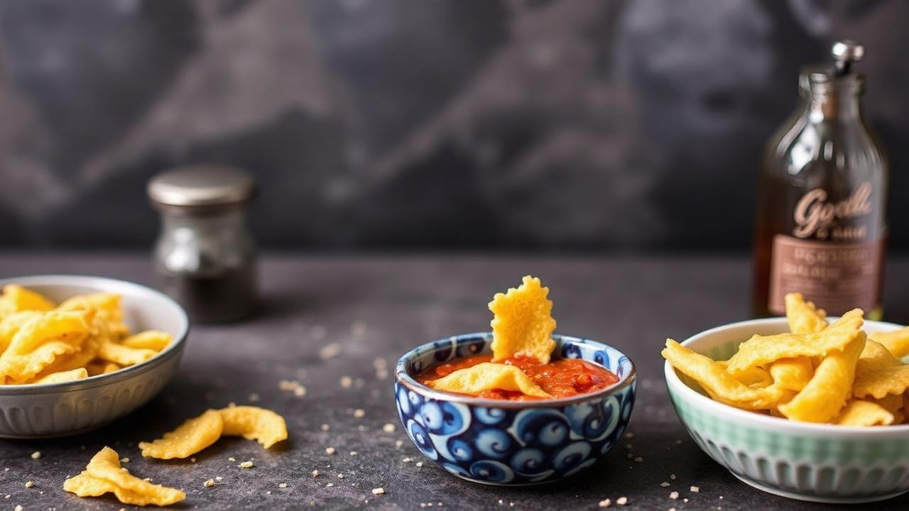 شرائح باستا مقرمشة محمصة في القلاية الهوائية، مقدمة في طبق منزلي