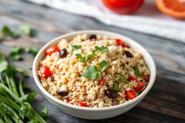 سلطة كينوا بيروفية غنية بالبروتين ملونة وصحية لتعزيز الصحة