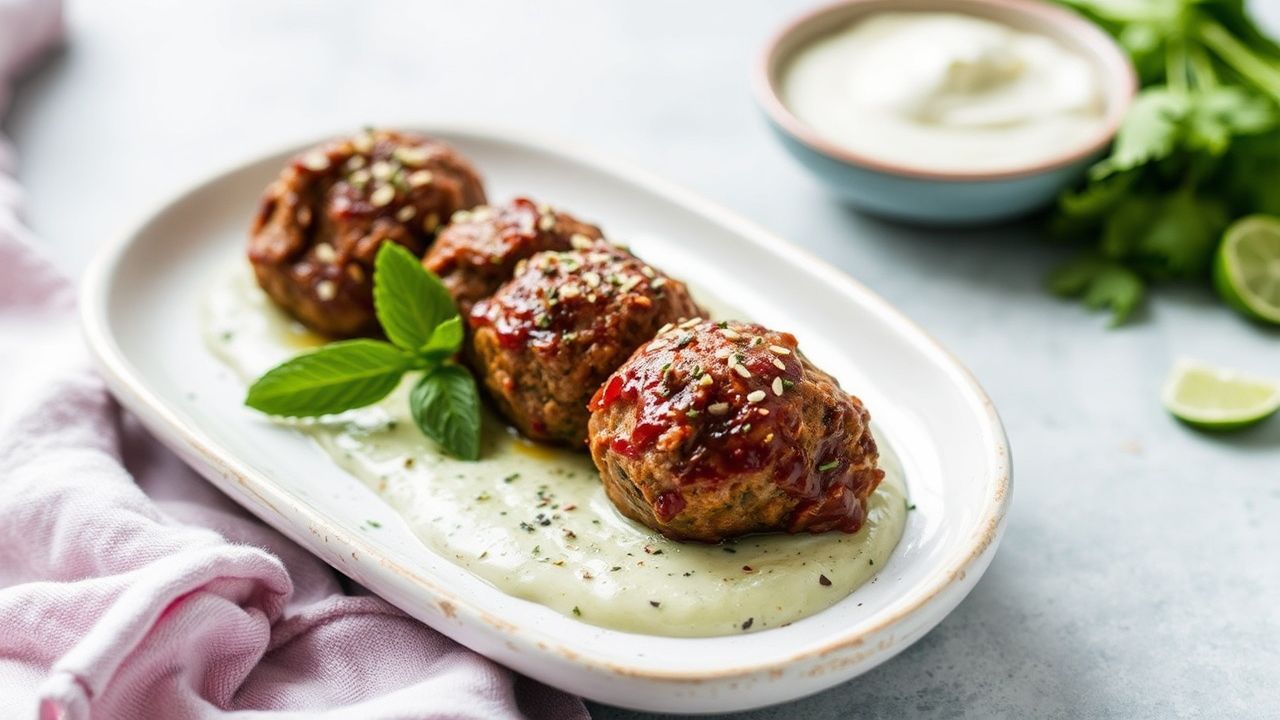 كفتة لحم غنم حارة بالهريسة مع صلصة نعناع مبردة