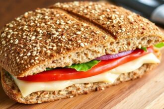 رغيف ساندويتش كاموت مغذي بنكهة جوزية وقوام كثيف محلي الصنع