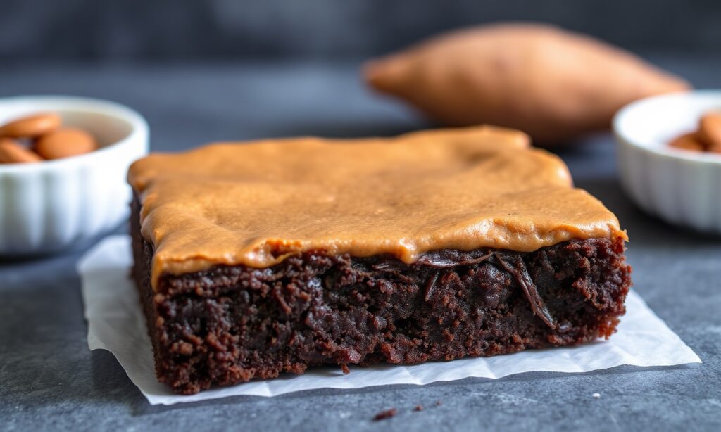 Decadent Paleo fudgy sweet potato brownies, rich and velvety.