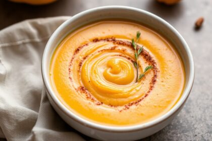 Velvety creamy roasted butternut squash soup, delicious recipe.