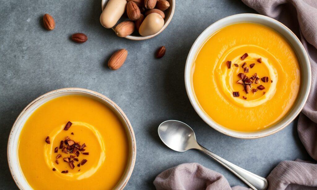 Velvety creamy butternut squash soup, rich and comforting recipe delight.