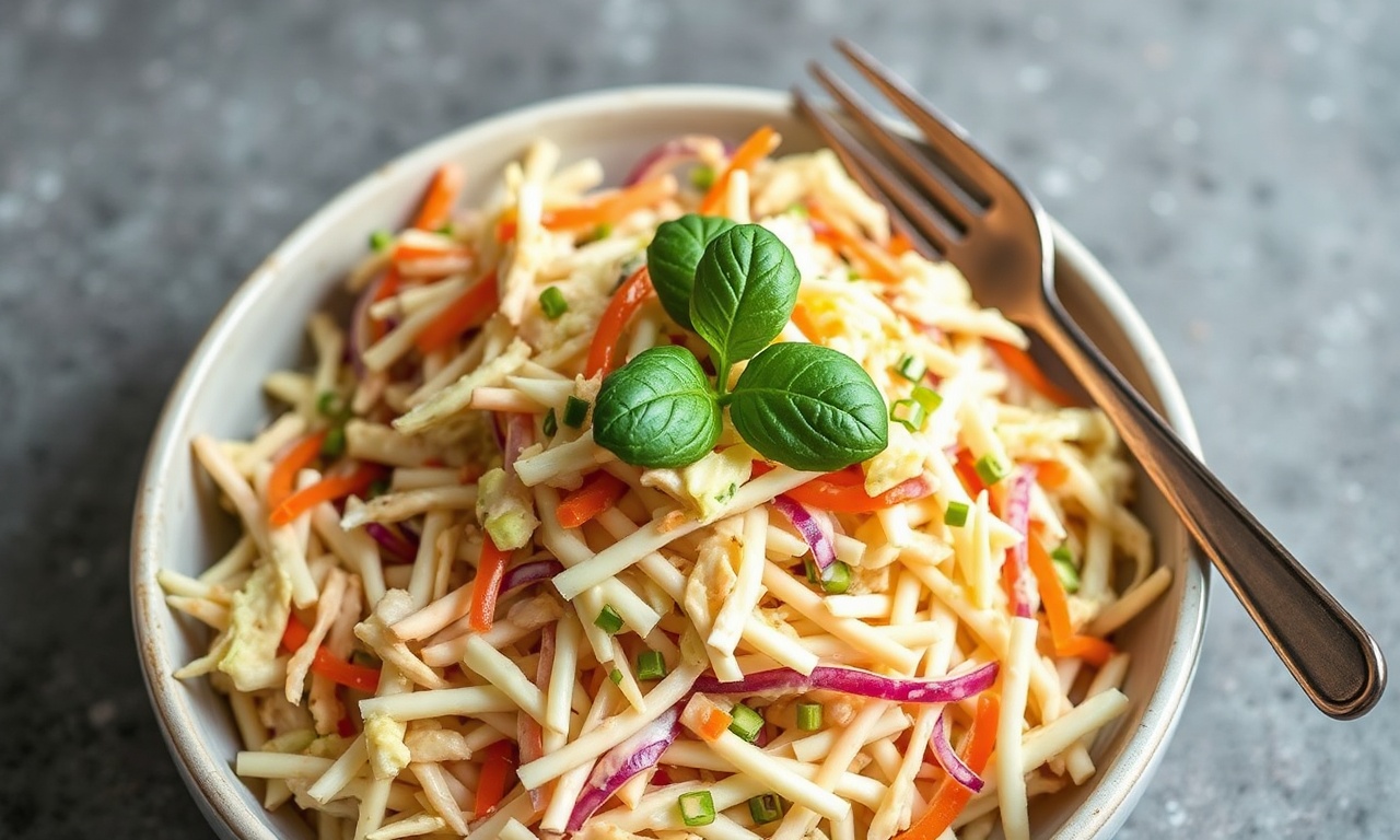 Creamy cashew vegan coleslaw, refreshing plant-based twist.