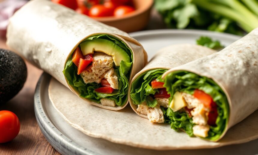 Fresh turkey avocado collard green wraps: healthy and delicious.