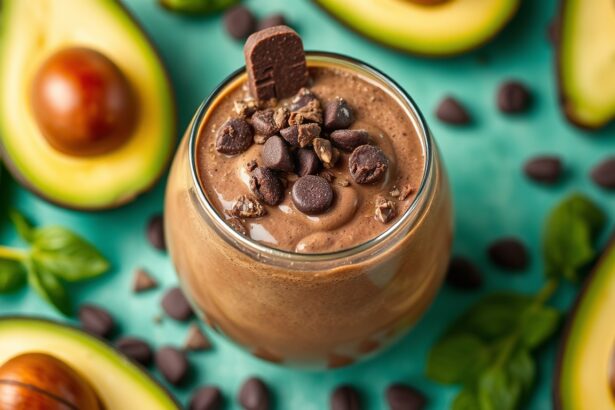 Decadent dairy-free chocolate avocado protein boost recipe.