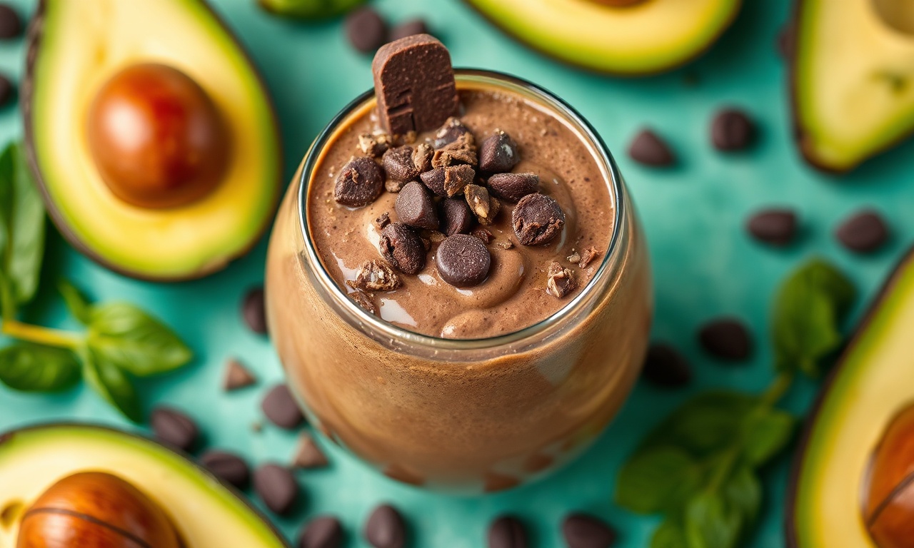 Decadent dairy-free chocolate avocado protein boost recipe.