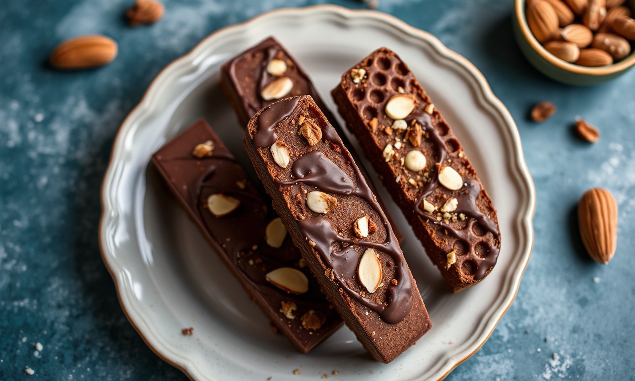 Crafting chocolate almond biscotti: crunchy cookie delights.