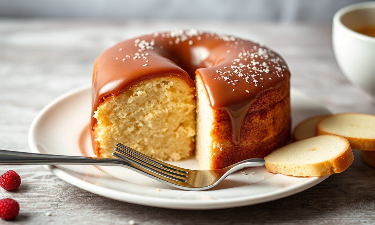 Delicious light sugar-free vanilla pound cake slice.