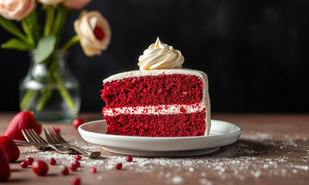 Fluffy gluten-free red velvet cake recipe, vibrant and delicious.