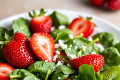 Fresh strawberry spinach salad: vibrant, healthy, and delicious.