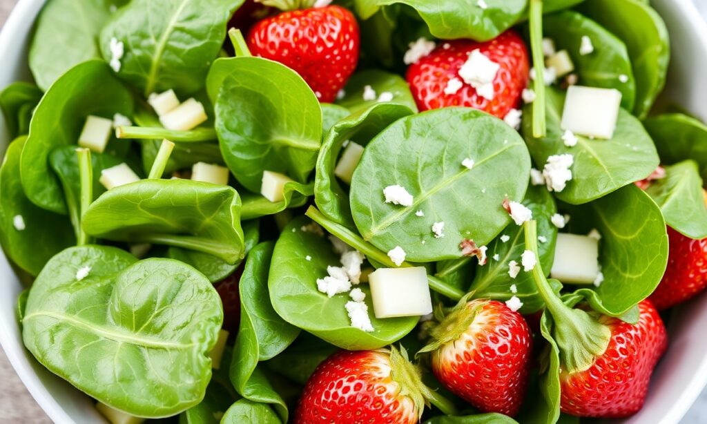 Fresh Strawberry Spinach Salad: Bright, breezy, delicious summer delight.