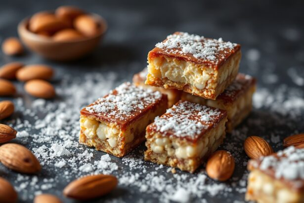Delight semi-frozen almond nougat: crisp, chilled treat.