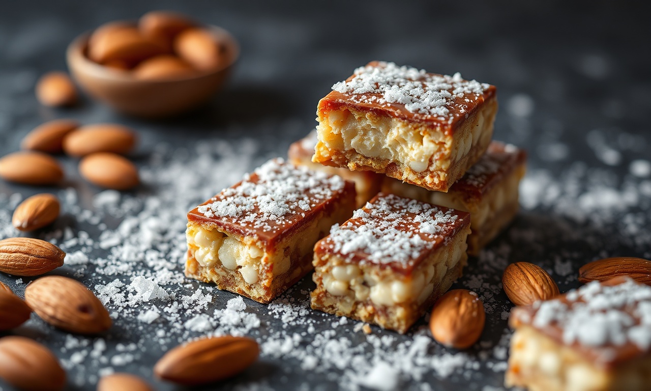 Delight semi-frozen almond nougat: crisp, chilled treat.