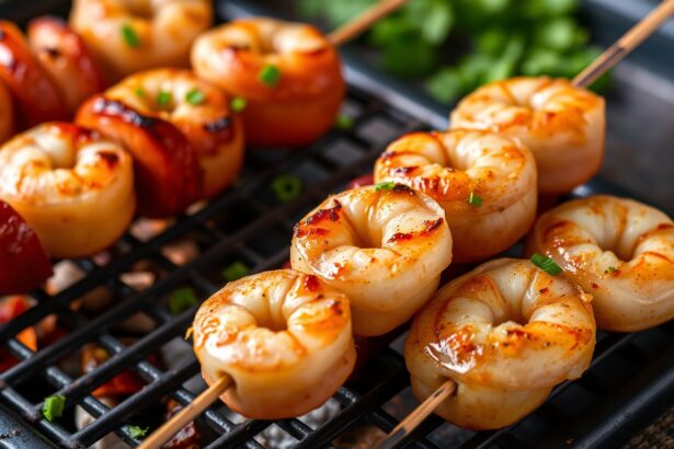 Delicious shrimp chicken sausage skewers recipe delight.