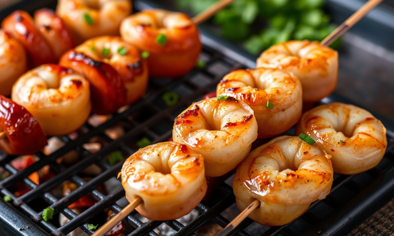Delicious shrimp chicken sausage skewers recipe delight.