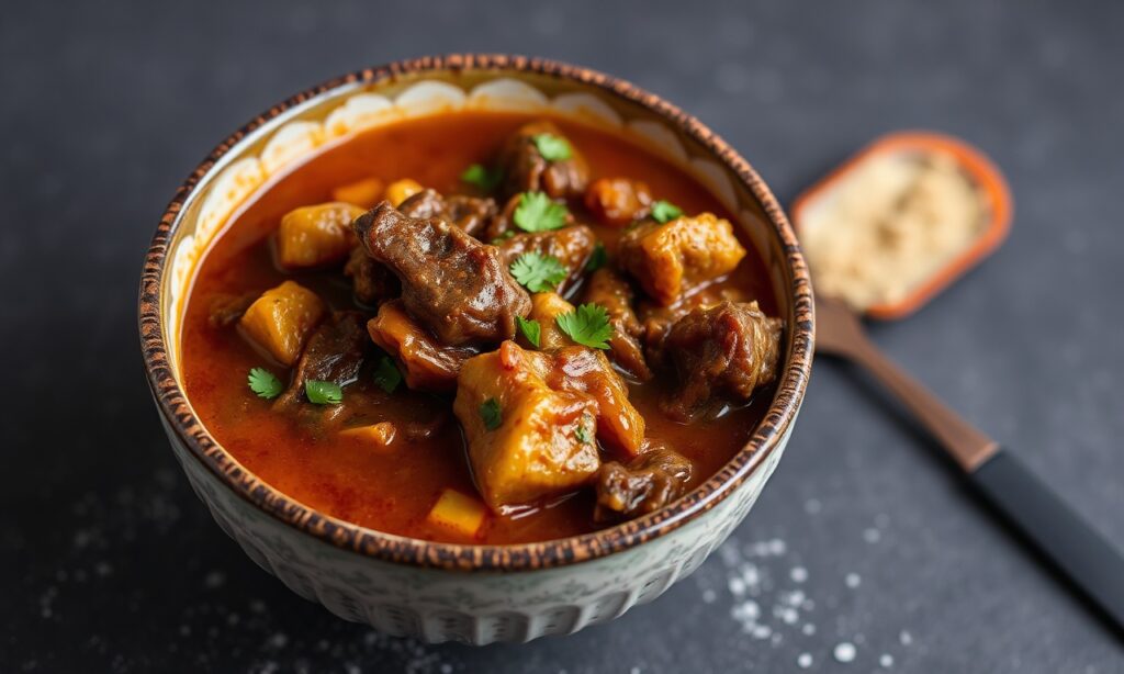 Savor rich oxtail soup delight, hearty and flavorful.