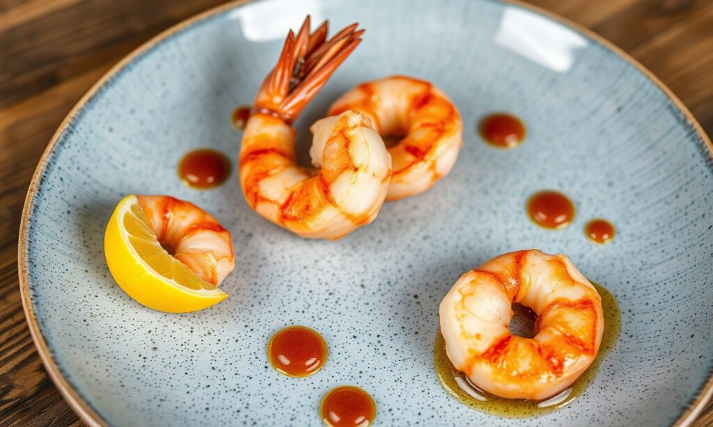 Sizzling shrimp in spicy garlic and annatto oil, a delicious symphony.