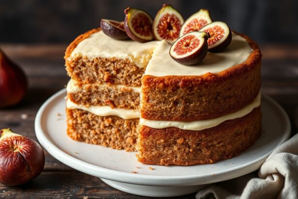 Decadent brown sugar fig layer cake, a flavorful delight.