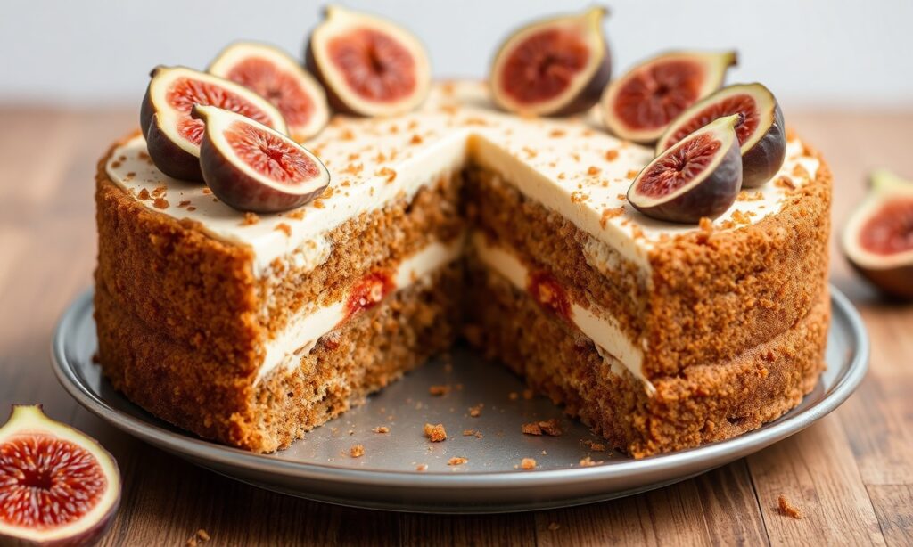 Decadent brown sugar fig layer cake, a flavorful delight.
