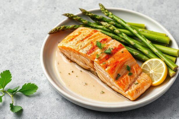 Perfect salmon with fresh asparagus, a spring flavor delight.