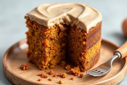 Indulgent Keto carrot cake, nutty brown butter frosting perfection.