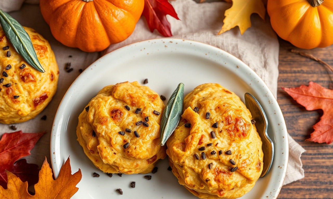 Irresistible savory pumpkin sage drop biscuits, golden brown.