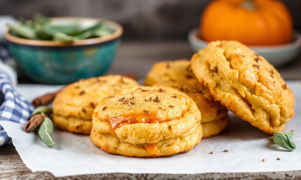 Irresistible savory pumpkin sage drop biscuits for autumn baking.